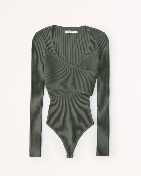 Women's Ribbed Wrap Bodysuit | Women's Tops | Abercrombie.com Wrap Bodysuit, Korean Fashion Dress, American Clothing, Stockholm Fashion, Retro Outfits, Women's Tops, American Apparel, Abercrombie Fitch, Spring Outfits