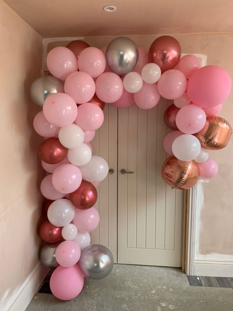 I used shades of pink, rose gold, white & silver to create a cute arch around my daughters doors took a while to blow these up but recomnend a balloon inflation machine (now secured) cheapest option below and good quality too Cheap Birthday Decorations, Electric Balloon Pump, Balloon Inflator, Cheer Camp, Portable Air Pump, One Balloon, Sports Birthday, Balloon Pump, Pink Balloons