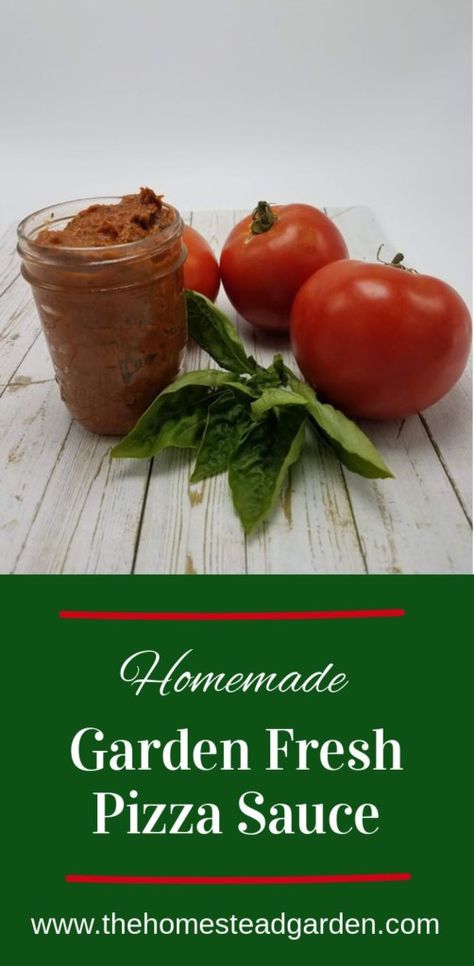 Homemade Garden Fresh Pizza Sauce Recipe: Perfect for a small batch of tomatoes! Use some garden produce and simmer some pizza sauce on your stove for a delicious home-cooked meal. This tasty pizza sauce recipe makes enough sauce for two pizzas.  #gardenfresh #tomatoes #pizzasauce #realfood Garden Fresh Pizza Sauce, Small Batch Pizza Sauce Canning, Freezer Pizza Sauce, Fresh Pizza Sauce, Small Batch Pizza Sauce, Pizza Sauce Homemade Fresh Tomatoes To Freeze, Canning Pizza Sauce, Garden Pizza, Tomato Pizza Sauce