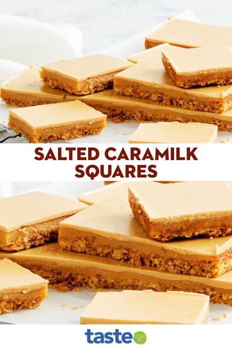 Caramilk Recipes, Caramel Squares Recipe, Classic Meals, Sweetened Condensed Milk, Condensed Milk, Work Ideas, Sweet And Salty, Salted Caramel, Healthy Desserts