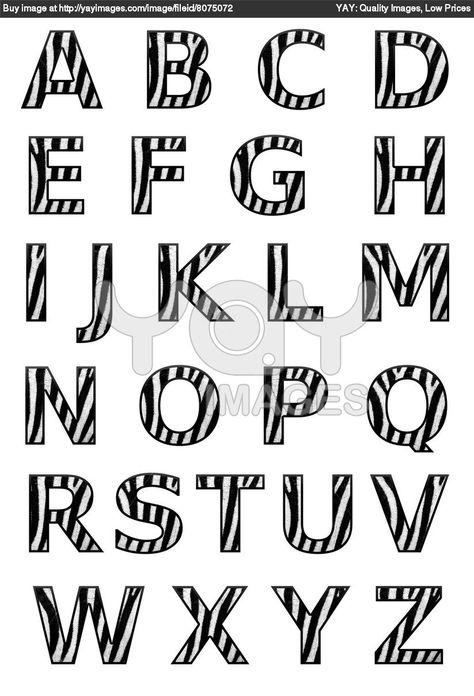 Free Printable Funny Alphabet Letters | Royalty Free Image of Zebra Print Alphabet Minecraft Banner Letters, Traceable Letters, Zebra Print Party, Pinkalicious Party, Zebra Party, Print Alphabet, Print Letters, Card Making Embellishments, Numbers Printable