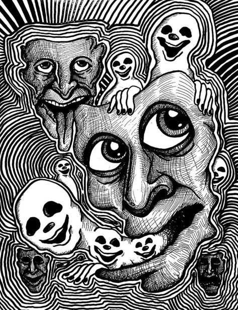 Psychodelisch Drawings, Body Mind And Soul Art, Person From Behind Drawing, Peace Of Mind Drawing, Hallucination Drawing, Implied Line Art, Art With Black Pen, Spiritual Sketches, Zentagle Drawing Ideas