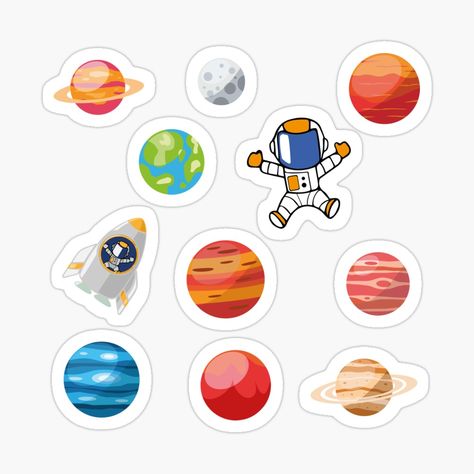 Solar System Stickers, Cartoon Planets, Space Person, Eclipse Project, The Solar System, Kawaii Stickers, Diy Stickers, Printable Stickers, Sticker Art