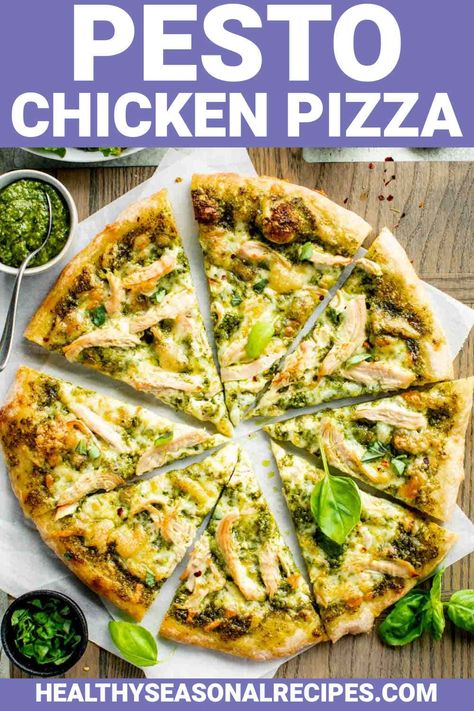 Pizza Pesto Chicken, Pesto Pizza Chicken, Pesto Chicken Pizza Recipe, Pesto Chicken Flatbread Pizza, Leftover Pesto Chicken Recipes, Chicken Pesto Flatbread, Chicken Pesto Pizza, Pesto Pizza Recipe, Pizza Healthy