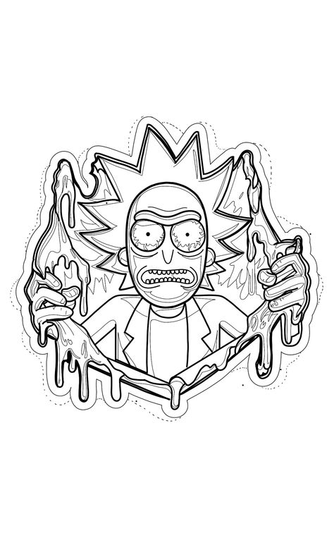 Rick And Morty Coloring Pages, Rick And Morty Coloring, Rick Tattoo, Rick And Morty Tattoo, Rick Y Morty, Coloring Page Ideas, Tattoo Sketch, Page Ideas, Animal Coloring Pages