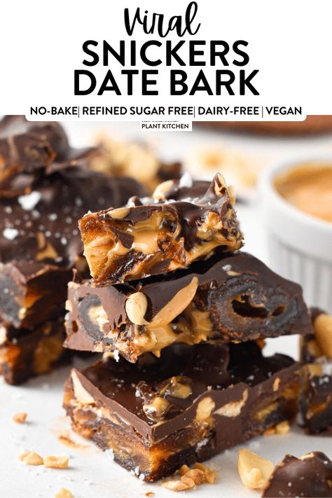 Bark Healthy, Date Recipes Desserts, Peanut Butter Recipe, Tiktok Food, Healthy Sweet Snacks, Healthier Desserts, Snacks Healthy, Date Recipes, Bark Recipe