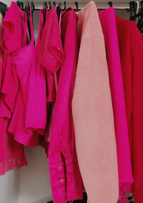 pink dressing; barbiecore; pink closet Pink Clothing Rack Aesthetic, Hot Pink Fashion Aesthetic, Hot Pink Outfit, Pink Closet, Pink Wardrobe, Hot Pink Fashion, Pink Clothes, Barbie Core, Pink Vibes