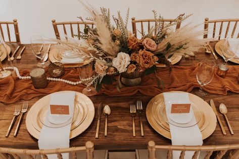 Boho Summer Wedding at The Rosemary Barn McKinney Texas Boho Rectangle Table Decor, Boho Terracotta Wedding Tables, Terracotta Summer Wedding, Western Wedding Table Centerpieces, Terracotta Wedding Table Settings, Bar Ideas For Wedding, Boho Reception Decor, Boho Summer Wedding, Terra Cotta Wedding