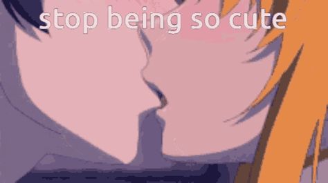 Stop Being So Cute, Tongue Kissing, Anime Kiss Gif, Kiss Gif, Anime Gifts, Cute Anime, Anime Kiss, Animated Gif, Cool Gifs