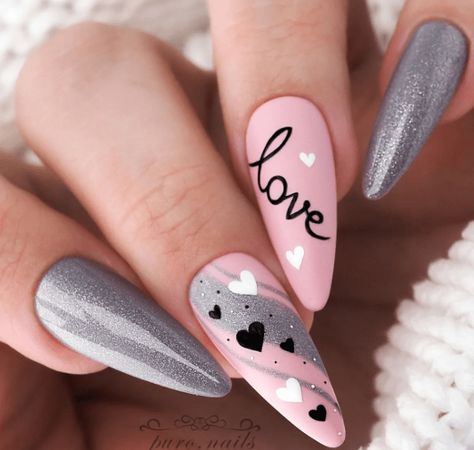 80+ Valentine's Day Nail Designs To Set Your Heart Aflutter - Blush & Pearls Valentines Nail Art Designs, Black Devil, Nails Designer, Heart Nail Designs, Valentine Nail Art, February Nails, Nail Designs Valentines, White Angel, Heart Nails