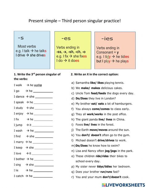 Third Person Singular, Esl Teaching Resources, English Fun, English As A Second Language (esl), Esl Teaching, English As A Second Language, Learn English Words, School Subjects, Educational Games