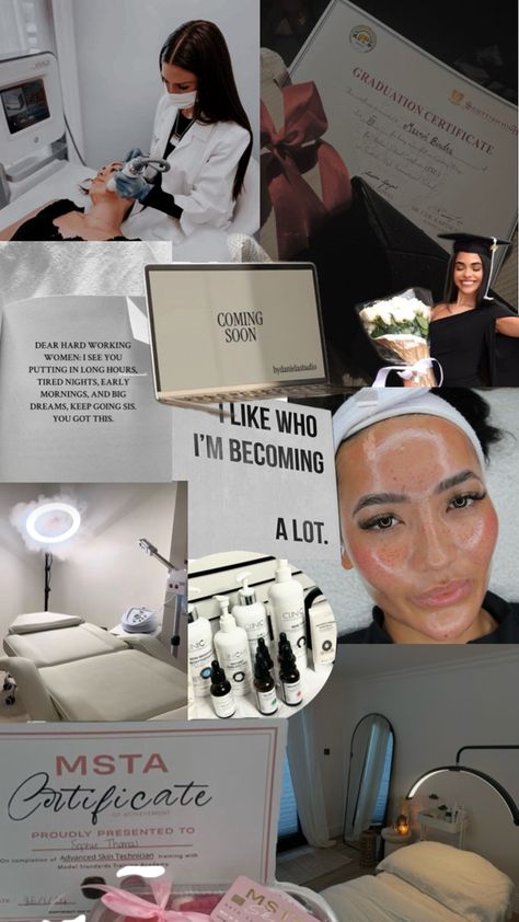 Esthetician Business Aesthetic, Mood Board Esthetician, Esthetician License Aesthetic, Beauty Marketing Career Aesthetic, Black Dermatologist Aesthetic, Dermatologist Aesthetic Job Pictures, Esthetician Aesthetic Pictures, Medical Aesthetician Aesthetic, Esthetician Website Design