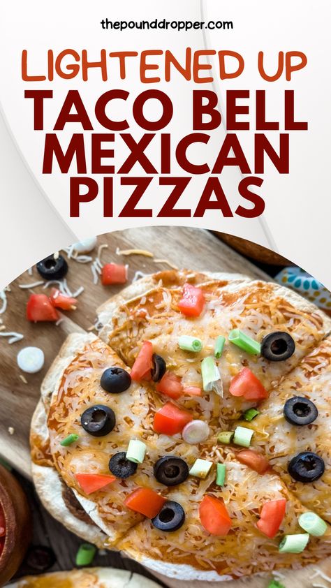 Lightened Up Taco Bell Copycat Mexican Pizzas    via @pounddropper Ww Taco Bell Mexican Pizza, Ww Pizza, Copycat Taco Bell Mexican Pizza, Taco Bell Pizza, Mexican Pizzas, Ww Dinners, Taco Bell Copycat, Mexican Pizza Recipe, Taco Bell Mexican Pizza