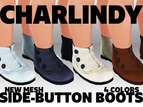 Charredsky's Charlindy Vintage Toddler Side Button Boots Sims 4 Historical Cc, Sims 4 Historical, Sims4 Shoes, Sims 4 Decades Challenge, Clothes Cc, Historical Shoes, Cc Sims4, Victorian Shoes, Cc Shoes