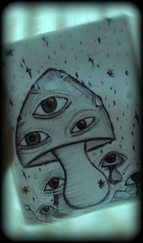 Hongo con ojos, dibujo grunge Drawn Mushrooms, Dibujos Ideas, Scary Drawings, Anime Paper, Art Sketches Doodles, Bizarre Art, Sketches Tutorial, Easy Doodles Drawings, Doodle Art Designs