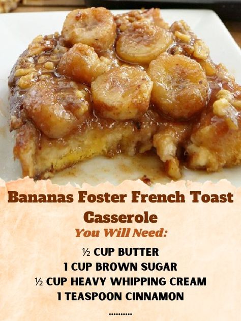 Gourmet galores - Bananas Foster French Toast Casserole... Banana Foster Stuffed French Toast, Banana Foster French Toast, Banana Foster, Bananas Foster French Toast, French Toast Sticks, Toast Casserole, Christmas Foods, Bananas Foster, French Toast Casserole