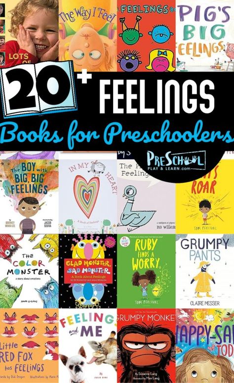 As you pick books for your preschool, pre-k, and kindergarten students, make sure you pick up some feelings books for preschoolers. These books about emotions for preschoolers are a great way to help kids understand that emotion they can’t quite descripe and give them methods to cope. Emotions For Preschoolers, Preschool List, Books About Emotions, Pilgrims Thanksgiving, Feelings Preschool, Dinosaur Books For Kids, Understand Emotions, Preschool Counting Worksheets, Books For Preschoolers