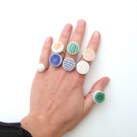 Fun Rings, Ceramic Bead Jewelry, Pottery Ring, Handmade Ceramic Jewelry, Ceramic Accessory, Dot Ring, Handmade Clay Jewelry, Porcelain Earrings, Polymer Clay Jewelry Diy