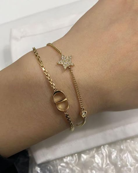 Chic Luxury Gold Bracelet, Dior Bracelets Aesthetic, Dior Bracelet Stack, J'adior Bracelet Set, Luxury Gold Star Bracelet, Dior Jewellery, Ysl Jewelry, Dior Bracelet, Jewelry Product Shots