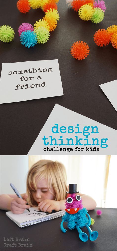 Inspire Design Thinking in your kids with this fun building challenge. Fluid Reasoning, Design Thinking Illustration, Innovation Design Creativity, Thinking Illustration, Creative Thinking Activities, Design Thinking Tools, Design Thinking Workshop, Building Challenge, Brain Craft