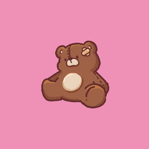 Teddy Bear Icon Aesthetic, Aesthetic Bear Pfp, Teddy Bear Animation, Plushie Drawing, Bear Doodles, Chibi Bear, Teddy Bear Icon, Teddy Bear Illustration, 심플한 그림