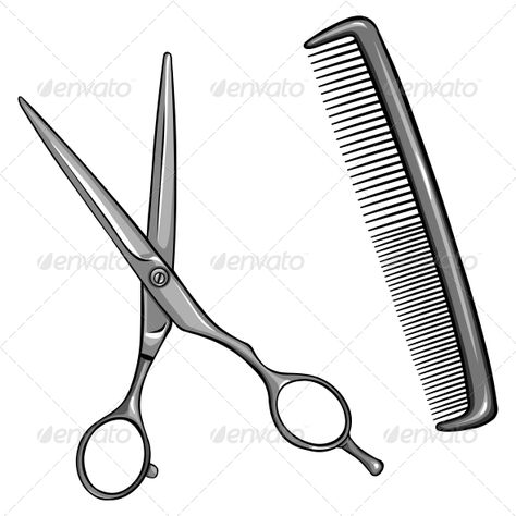 Vector Scissors and Comb Comb Tattoo, Scissors Logo, Barber Logo, Barber Shears, Dragon Sleeve Tattoos, Barbershop Design, Elbow Tattoos, Beauty Salon Logo, Object Drawing