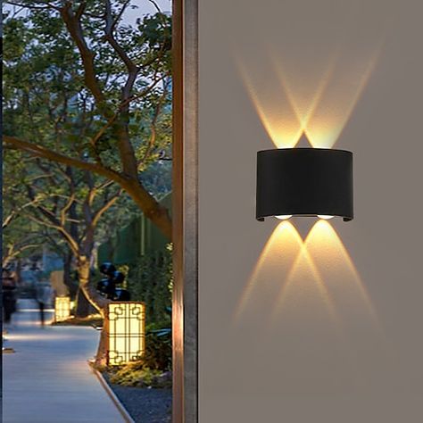 Up Down Wall Lights Indoor, Outdoor Wall Lighting Ideas, Outdoor Uplighting, Outside Lamp, Modern Lamps Bedroom, Column Lights, Modern Outdoor Wall Lighting, Acrylic Decoration, Wall Lights Living Room