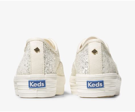 Women - Keds x kate spade new york Triple Glitter - Kate Spade | Keds Keds Triple Kick, Kate Spade Keds, New York Logo, Glitter Canvas, Glitter Sneakers, Keds Shoes, Croc Leather, Glitter Shoes, Gorgeous Shoes