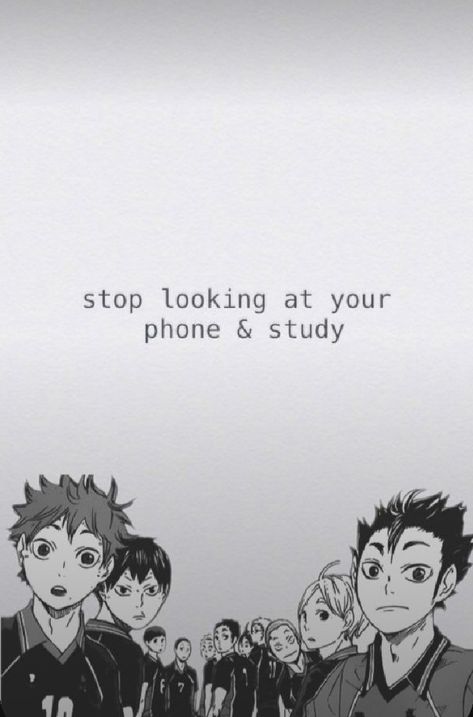 Haikyuu Slogan, Haikyuu Studying, Anime Study Motivation Wallpaper, Haikyuu Motivation, Study Motivation Wallpaper, Anime Magic, Study Buddy, Funny Lockscreen, Motivation Wallpaper