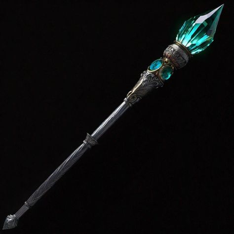 Wizard Staff Design, Mage Staff, Magic Staff, Wizard Staff, Dnd Items, Elf Characters, Green Magic, Magic Items, Dnd Monsters