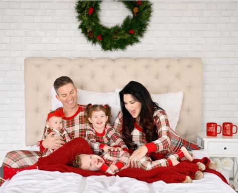 Bed Photoshoot, Christmas Bed, Christmas Poses, Christmas Family Photoshoot, 9th Wedding Anniversary, Holiday Mini Session, Christmas Pj, Christmas Props, Christmas Jammies