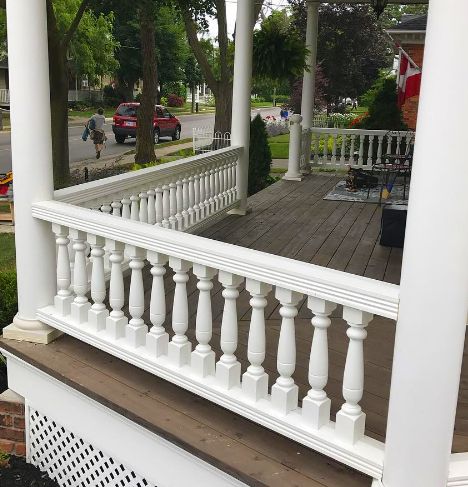 Marble Railing, Colonial Porch, Porch Trellis, Porch Balusters, Porch Pillars, Porch Railing Designs, Balustrade Design, Porch Wood, Victorian Porch