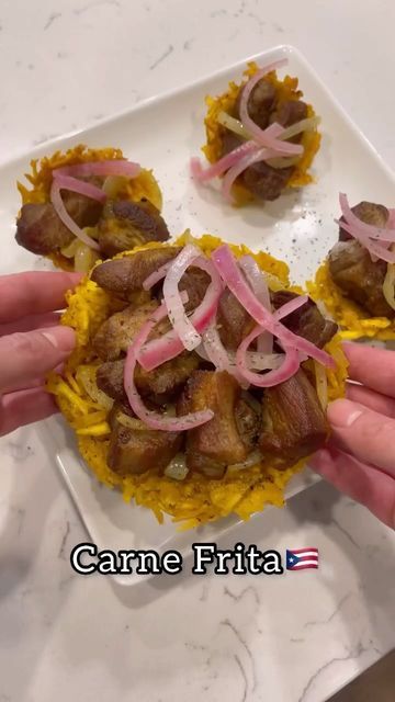 Adventure Puerto Rico🇵🇷 on Instagram: "🤤🔥🇵🇷 Receta De Carne Frita 🎥Video por: (@criollo_grindz) 🍴Comience cortando 1 cebolla en tiras. 🍴 Corte 3-5 libras de carne de cerdo en pedazos pequeños. 🍴Adobar con sal, pimienta, sazón, adobo y ajo. Dejar reposar por 30 minutos 🍴 Coloque la carne en el caldero a fuego alto. Cocine por 5 minutos o hasta que la carne comience a tomar color. Cubra el caldero y cocine por cinco minutos adicionales. 🍴Destape el caldero y agregar 1/2 a 1 taza de a Carne Frita Puerto Rico Recipe, Recetas Puertorriqueñas, Boricua Recipes, Spanish Dishes, Puerto Rican Recipes, Food Vids, Adobo, 2 A, Appetizer Recipes