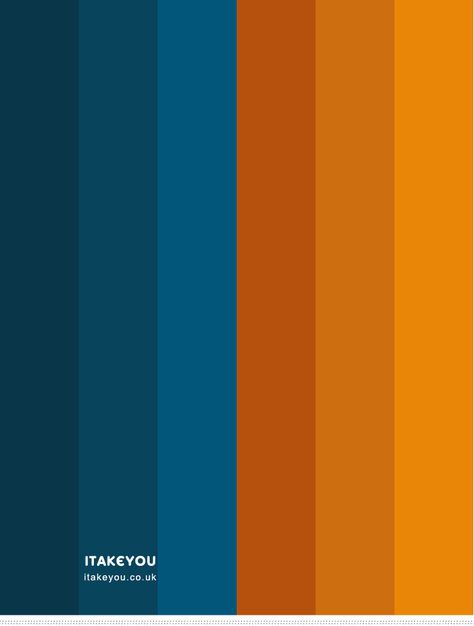 Blue Colour Combinations, Blue Complementary Color, Blue Pallets, Dark Blue Colour, Orange Color Schemes, Blue Color Combinations, Orange Color Palettes, Living Room Orange, Blue Colour Palette