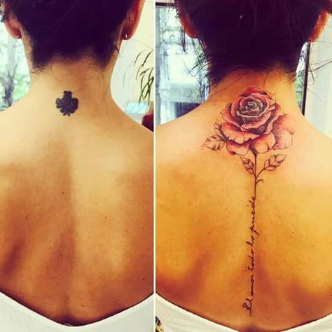 Neck Tattoo Cover Up, Real Tattoos, Chinese Symbol Tattoos, Crazy Tattoos, Couples Tattoos, Mom Tattoo Designs, Scar Tattoo, Back Of Neck Tattoo, Symbol Tattoo