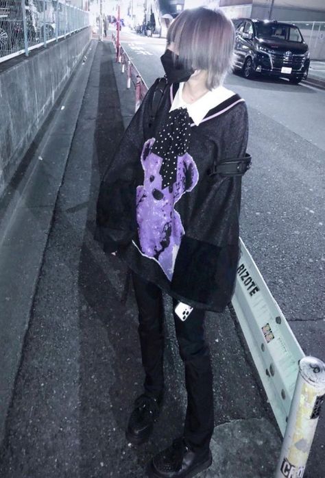 Jirai Danshi, Landmine Style, Kawaii Boy Outfits, Harajuku Boy, Menhera Fashion, Dark Decora, Black Outfit Edgy, Boyish Style, Masc Outfits