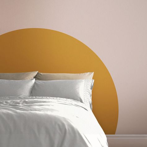 Cirque Durable Matt Emulsion 4LCirque is a strong yellow hue which is full of character. This proud shade will easily transform your home into a bright and vibrant space, all whilst allowing for a multitude of colour schemes. Use in any room in the home for a touch of charm in any corner. Transform your home with our Premium Paint collection, available in gloss, matt emulsion, and eggshell as well as glitter and metallic for those wanting a particularly reflective sheen. Our ultra-durable resist Gold Accent Wall Bedroom Paint, Mustard Yellow Bedroom Walls, Painting Shapes On Walls, Yellow Panelling, Yellow Walls Bedroom Ideas, Yellow Feature Wall, Bright Accent Wall, Bedroom Inspirations Yellow, Accent Wall Bedroom Paint