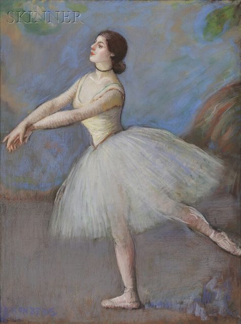 Louis Kronberg (American, 1872-1965) Dancer in White- Mlle. Cébron, Opera House, Paris Degas Ballerina, Degas Dancers, French Impressionist Painters, Degas Paintings, Art Ballet, Ballet Posters, Vintage Ballet, Denver Art Museum, Denver Art