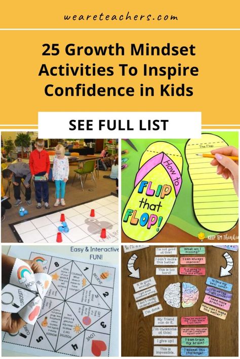 25 Growth Mindset Activities To Inspire Confidence in Kids Growth Mindset Game, Confidence Activities, Growth Mindset Book, Teaching Mindfulness, Social Emotional Learning Lessons, Mindset Activities, Mentor Program, Growth Mindset Activities, Kids Help