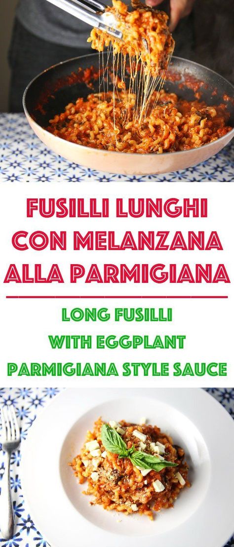 This Fusilli Lunghi Con Melanzana Alla Parmigiana (Long Fusilli with Eggplant Parmigiana style sauce) is so incredibly delicious. Every bite literally just melts in your mouth! Can Whole Tomatoes, Fusilli Pasta Recipe, Fusilli Recipes, Eggplant Parmigiana, Fried Eggplant, Fusilli Pasta, Potato Masher, Pasta Sauce Recipes, Simply Delicious