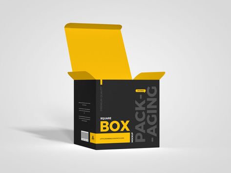 Free Stand Up Square Packaging Box Mockup Design - Mockup Planet Box Mockup Design, Product Packaging Design Inspiration, Box Packaging Design Ideas, Square Box Packaging, Carton Box Design, Square Box Design, Box Design Ideas, Square Packaging, Packing Box Design