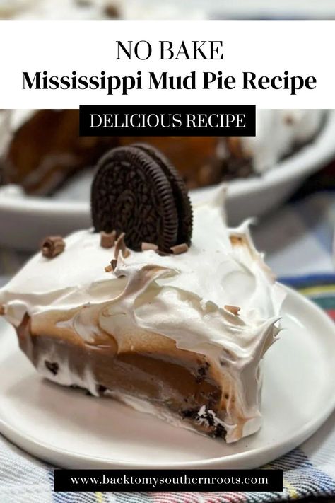 Craving an indulgent dessert but don’t want to turn on the oven? This No-Bake Mississippi Mud Pie recipe is a chocolate lover’s dream come true! This recipe combines layers of chocolate goodness in an easy, no-bake format. Mississippi Mud Pie Easy, Chocolate Mud Pie Recipe, Mississippi Mud Pie Recipe, Homemade Chocolate Pie, Mud Pie Recipe, Classic Holiday Desserts, Mississippi Mud Cake, Mississippi Mud Pie, Cool Whip Desserts