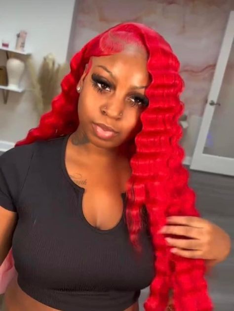 Black Girls Hairstyles Weave, Hair Tea, Parting Hair, 13x4 Lace Front Wig, Red Wig, Frontal Wig Hairstyles, Frontal Hairstyles, Pretty Hair Color, Human Virgin Hair