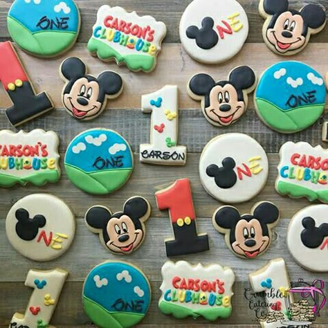 Mickey Mouse Clubhouse Cookies 1st Birthdays, Mickey Clubhouse Cookies, Mickey Mouse Cookies 1st Birthday, Mickey Mouse Cookies Decorated, Mickey Mouse Birthday Cookies, Mickey Mouse Clubhouse Cookies, Mickey Mouse Clubhouse Birthday Party Decorations, Mickey Birthday Cakes, Bday Cookies