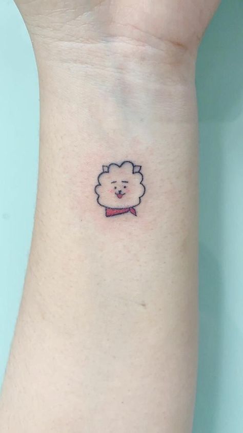 Shi⁷🔮|22.06.10 on Twitter: "Small BTS inspired tattoos A thread~… " Bt21 Tattoo Ideas Small, Small Bts Inspired Tattoos, Bt21 Tattoo, Bts Inspired Tattoos, Rj Tattoo, Rj Bt21, Kpop Tattoo, Bts Tattoo, Kpop Tattoos