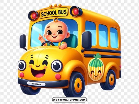 Cocomelon Bus, Wheels On The Bus, Cute Backgrounds, Background Png, Png Clipart, Banners, Transparent Background, Presentation, Wheel