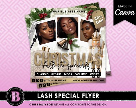 Lash Special Flyer, December Promo, Lash Flyer, Christmas Marketing, Business Promo, Lash Business, Lash Salon, Beauty Boss, Social Media Flyer