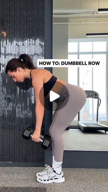 Gina Amin on Instagram: "HOW TO DUMBBELL ROW:   ✅ Hinge your hips back with a slight bend in the knee  ✅ Maintain a straight back  ✅ Row towards your HIPS not your upper back  ✅ Squeeze your elbows together at the top and always keep your arms close to your body  ✅ Bring the dumbbells down slowly   Let me know if you found this helpful !!" Back Rows Exercise Dumbbell, Dumbell Rows Workout, Dumbbell Row Exercise, Back Exercises Women Dumbbells, Bent Over Rows With Dumbbells, Back Rows Exercise, Rows Workout, Dumbell Fly, Standing Row