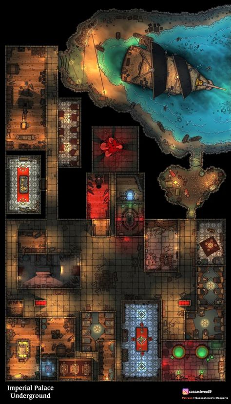 Imperial Palace (70x40, 3 floors) : battlemaps Palace Battlemap, Underground Dungeon, Fantasy City Map, Dnd World Map, Building Map, Battle Map, Fantasy Town, Fantasy World Map, Dungeon Master's Guide