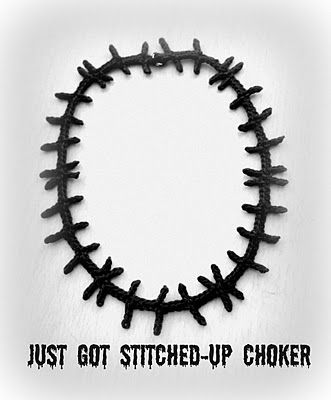 Crocheting with Cannon cotton threads: Just Got Stitched-up Choker - free crochet pattern Crochet Lace Choker Pattern Free, Free Crochet Halloween, Crochet Halloween Patterns, Crochet Vibes, Halloween Choker, Crochet Halloween Patterns Free, Choker Patterns, Crochet Necklace Pattern, Crochet Wearables